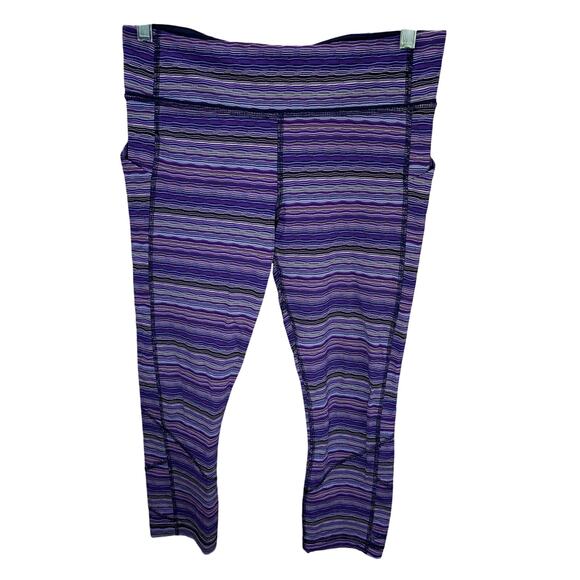 Lululemon Cropped Yoga Leggings Women’s Size 8 – lil9 Purple Stripe - Picture 2 of 11